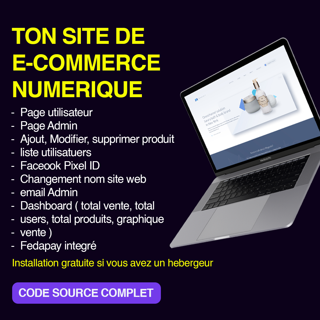 CODE SOURCE COMPLET SITE E COMMERCE NUMERIQUE